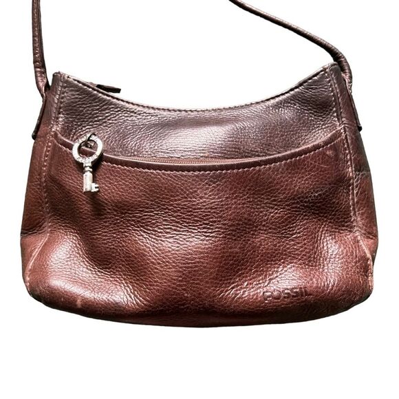 Fossil Brown Leather Mini Crossbody Bag - Picture 7 of 15